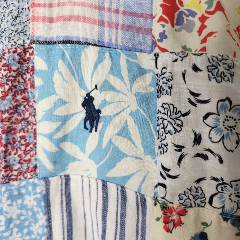 Polo Ralph Lauren RARE Multicolor Patchwork Cotton linen Bomber Jacket - Picture 2 of 8